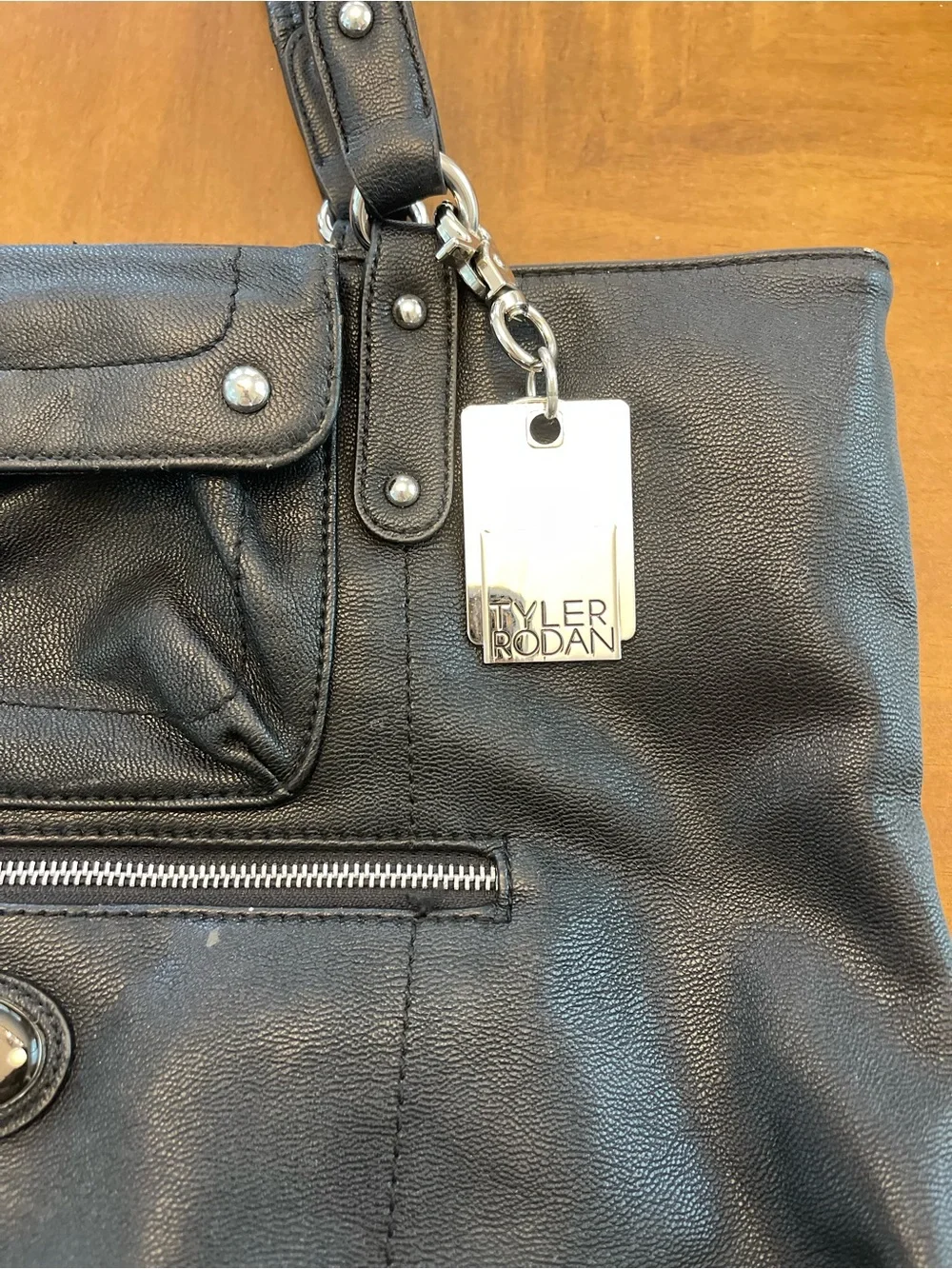 Tyler Rodan Black Laptop Tote /Purse with Front Zip Pocket